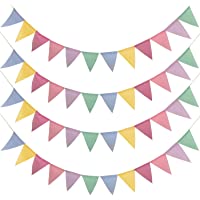 48 Pcs Guirnalda Banderas Banderines Arpillera de Imitación- Pancarta Triángulo Multicolor Decoración Colgante de Boda…